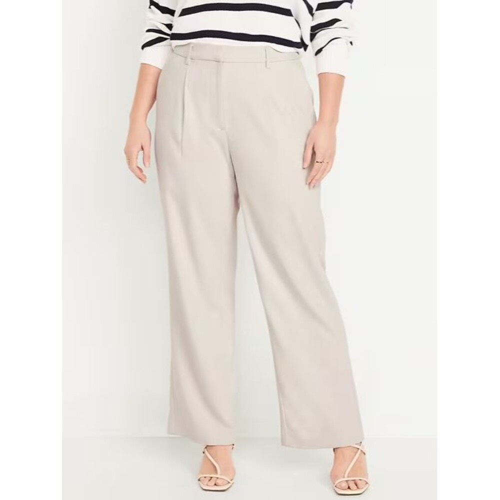 Old Navy Taylor Wide Leg Trouser Pants Women XXL Silver Gray Suit Office NEW
